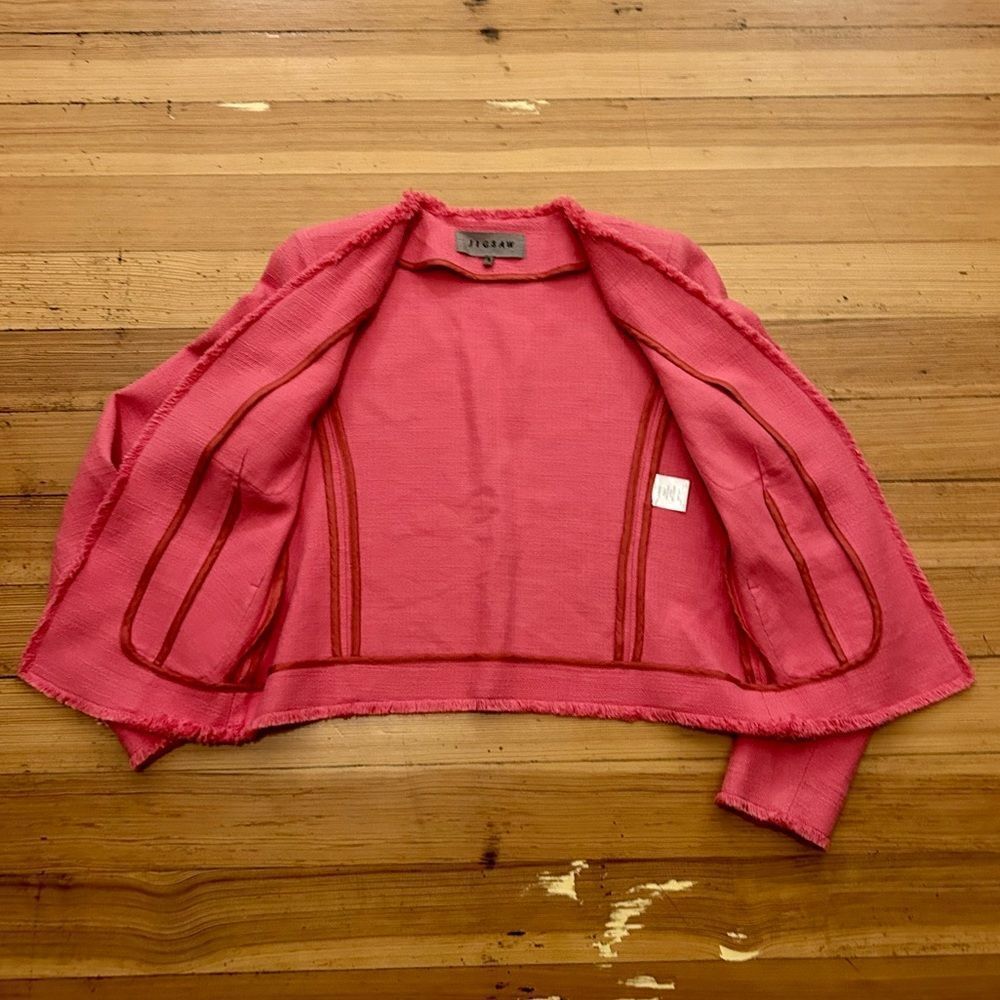 Jigsaw Fringe Edge Open Jacket. Size 8. - image 5